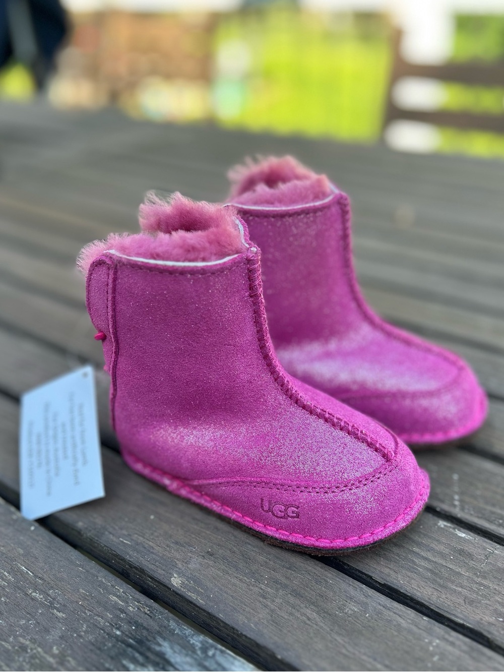 UGG Toddler Shimmer Pink Sheepskin Booties